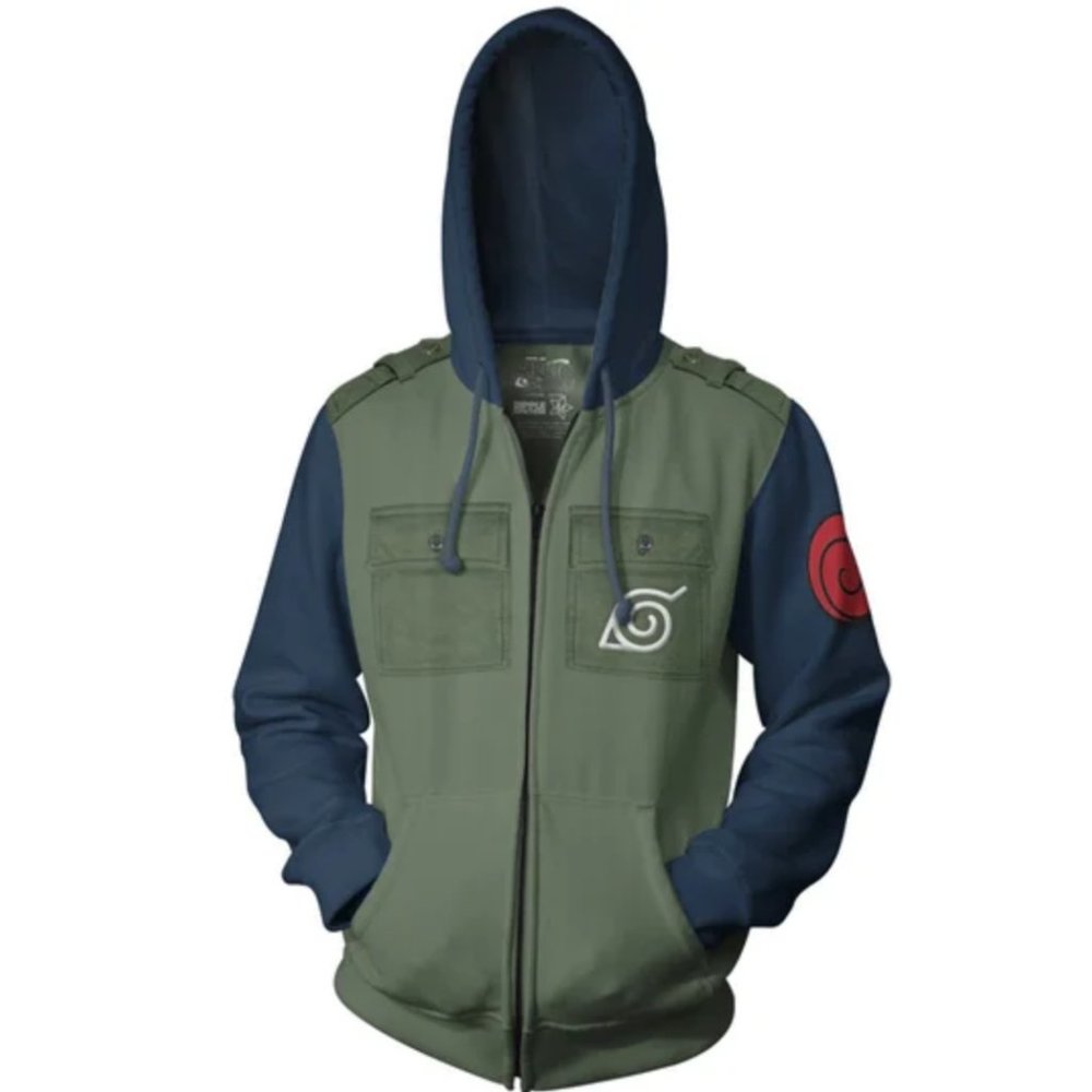 Ripple Junction Naruto Shippuden Kakashi Cosplay Military Zip Hoodie